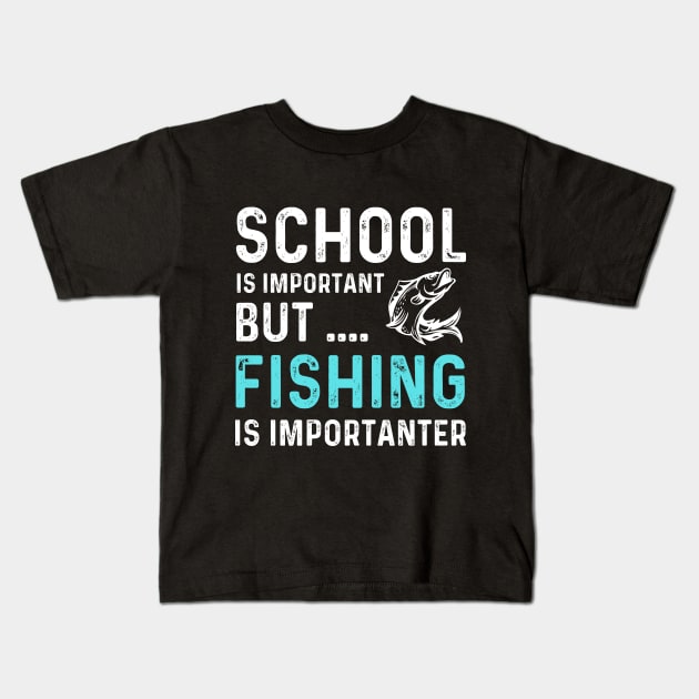 Fishing day boyfriend birthday fishing deep sea fishing dad Kids T-Shirt by Printopedy